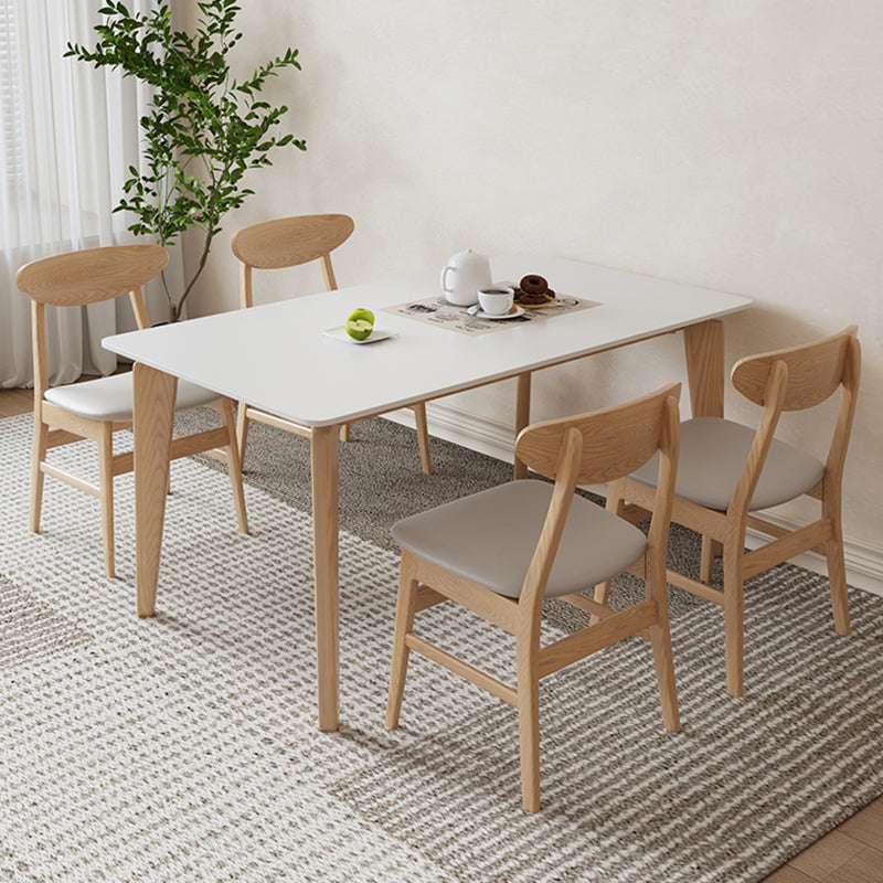 Contemporary Dining Set 1/5 Pcs Solid Wood Frame Dining Table and Chairs