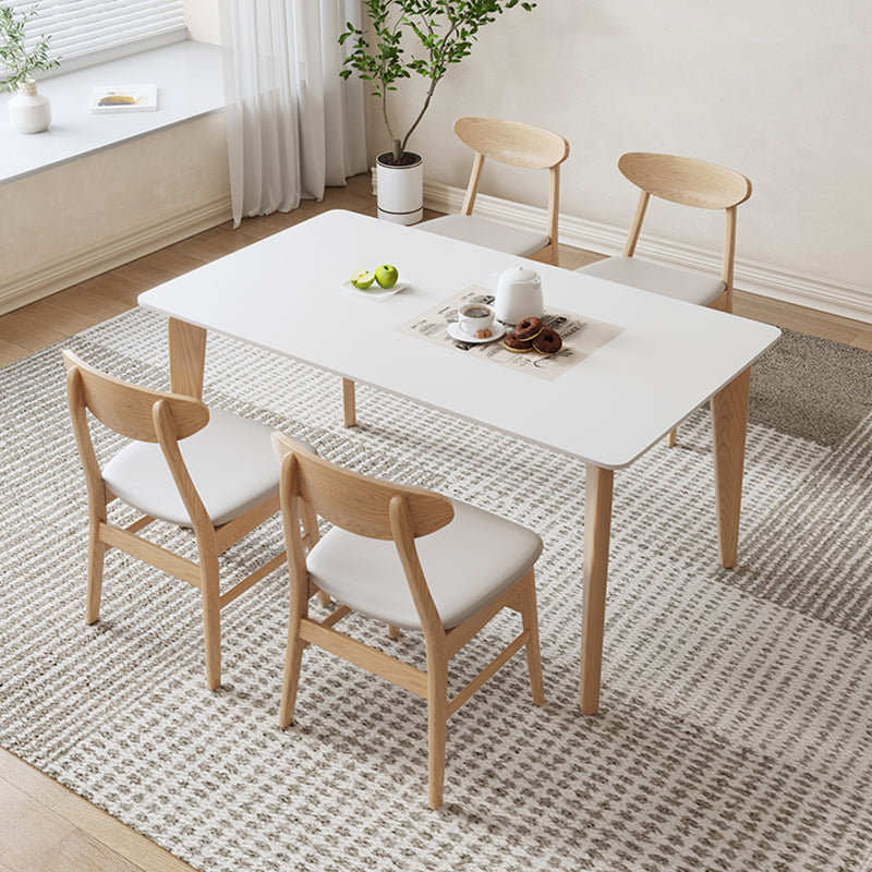 Contemporary Dining Set 1/5 Pcs Solid Wood Frame Dining Table and Chairs