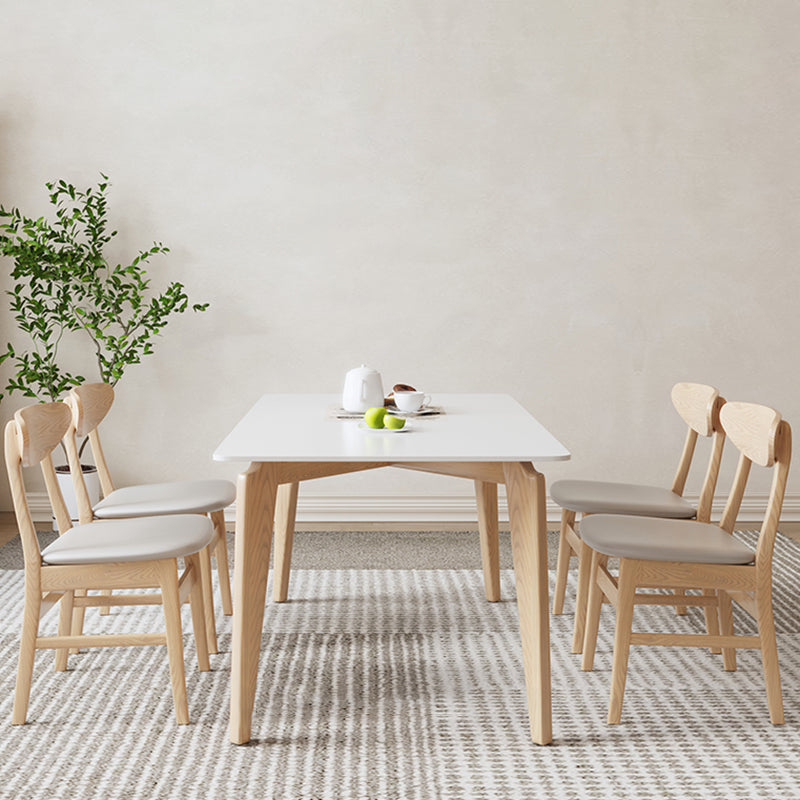 Contemporary Dining Set 1/5 Pcs Solid Wood Frame Dining Table and Chairs