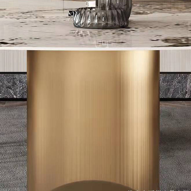 Contemporary Dining Set 1/2/5/7 Pieces Glossy White Stone Dining Table Set