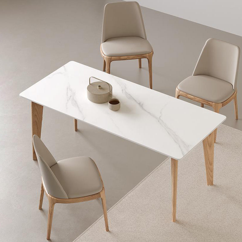 Modern Stone Top Dining Set 1/2/3/4 Pieces Dining Table Set with Leather Chairs