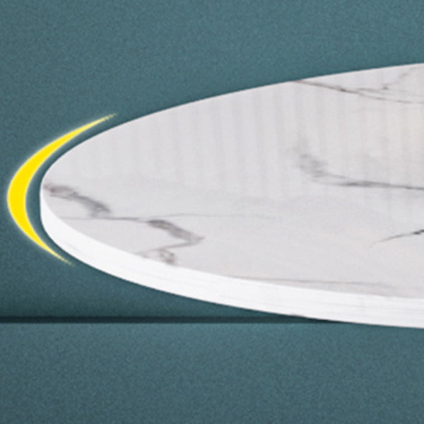 Glam Dinette Set with Leather Chairs 1/4/5 Pieces Glossy White Stone Dining Table Set