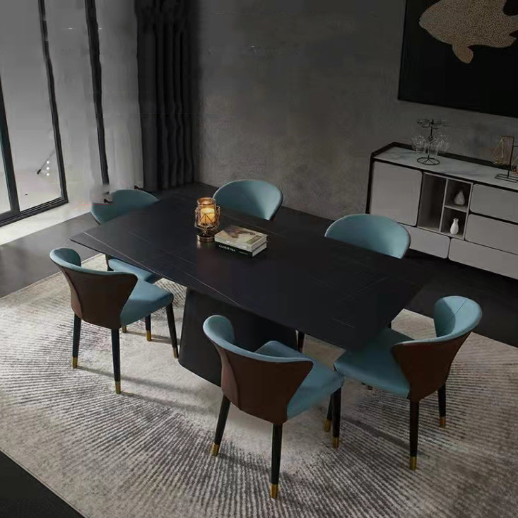 Modern Dining Set 1/4/5/7 Pcs Black Rectangle Dining Table with Upholstered Chairs