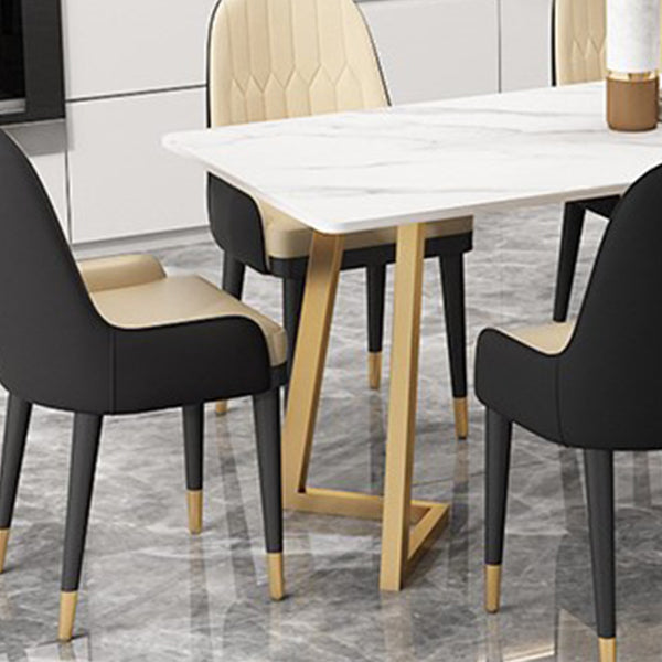 Glam Dining Table Set 1/2/7 Pcs Sintered Stone Dining Table and Upholstered Chairs