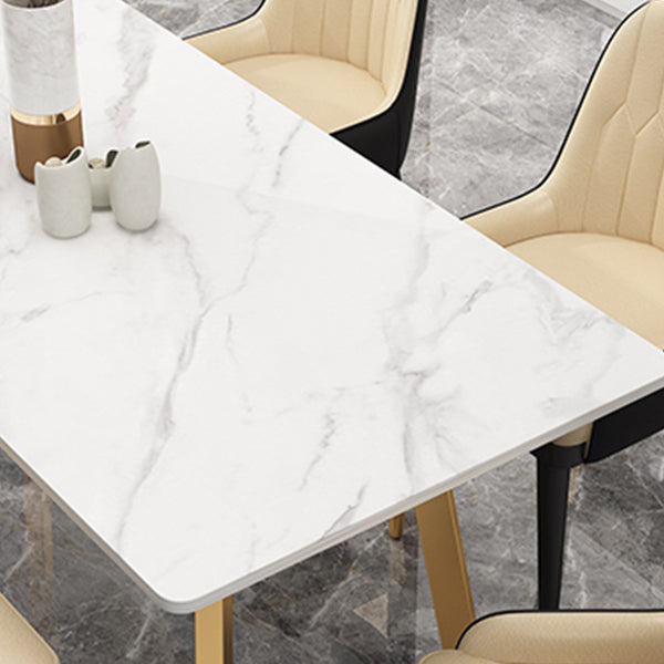 Glam Dining Table Set 1/2/7 Pcs Sintered Stone Dining Table and Upholstered Chairs