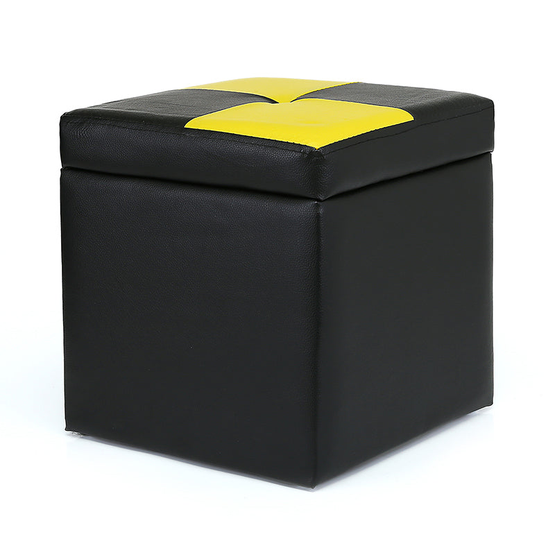 Modern Color Block Square Cube Water Resistant Storage Ottoman