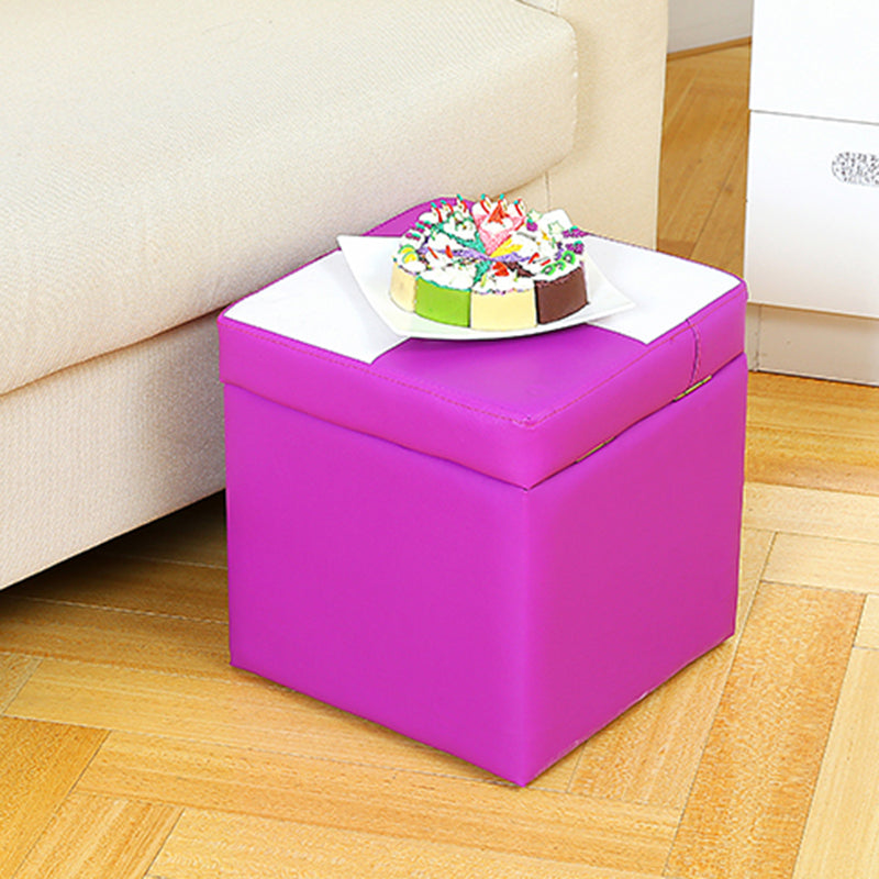 Modern Color Block Square Cube Water Resistant Storage Ottoman