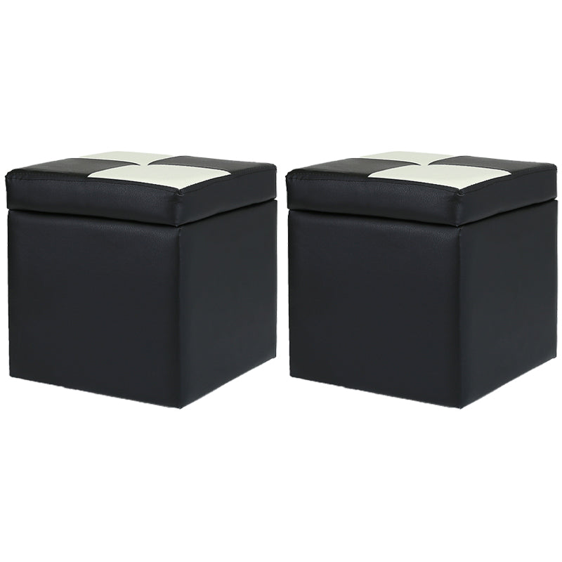 Modern Color Block Square Cube Water Resistant Storage Ottoman