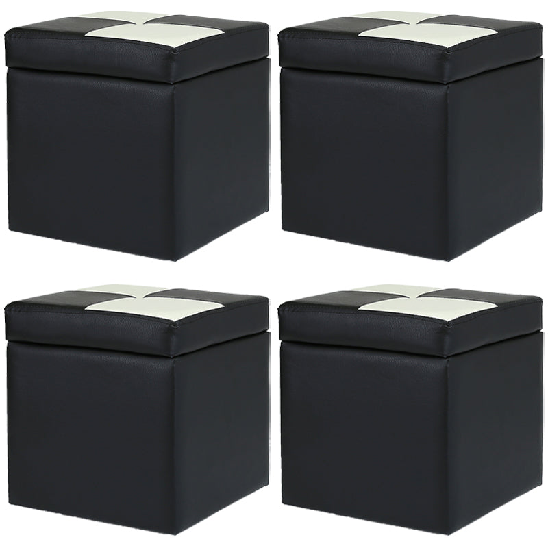 Modern Color Block Square Cube Water Resistant Storage Ottoman