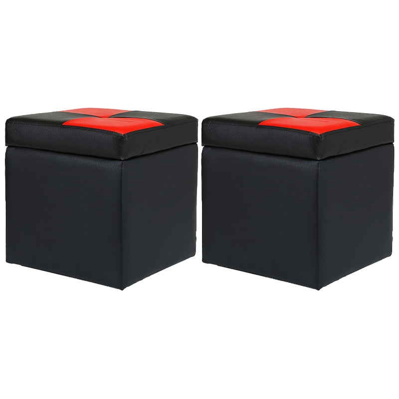 Modern Color Block Square Cube Water Resistant Storage Ottoman