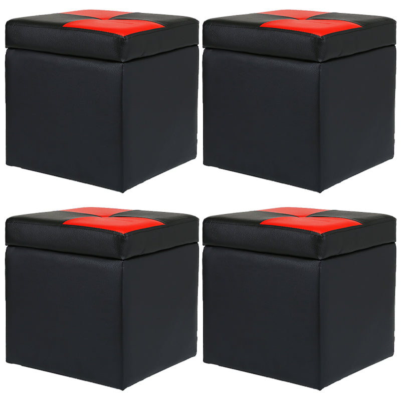 Modern Color Block Square Cube Water Resistant Storage Ottoman
