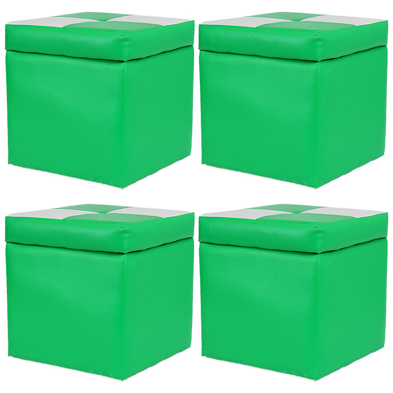 Modern Color Block Square Cube Water Resistant Storage Ottoman