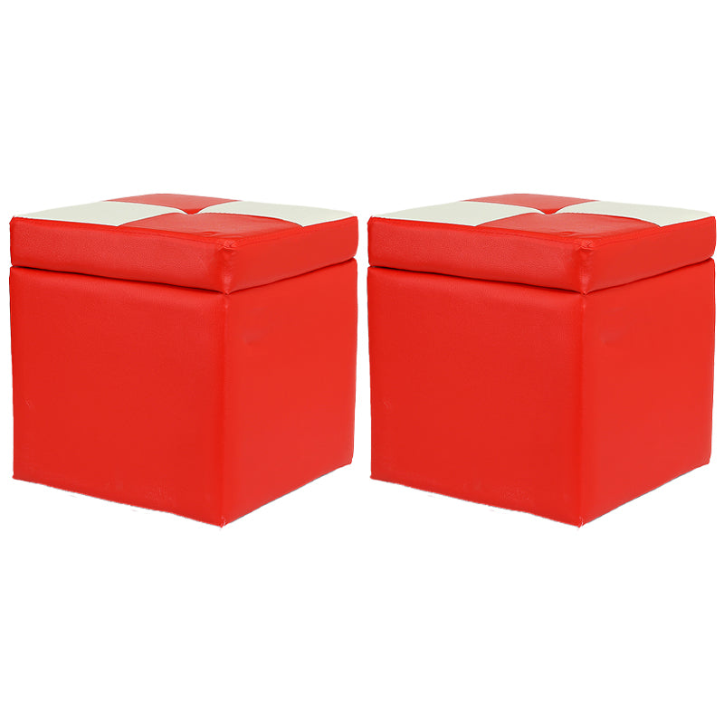 Modern Color Block Square Cube Water Resistant Storage Ottoman