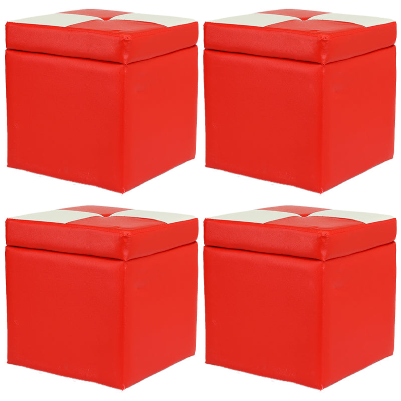 Modern Color Block Square Cube Water Resistant Storage Ottoman