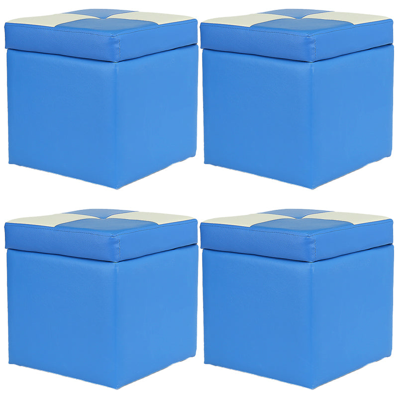 Modern Color Block Square Cube Water Resistant Storage Ottoman