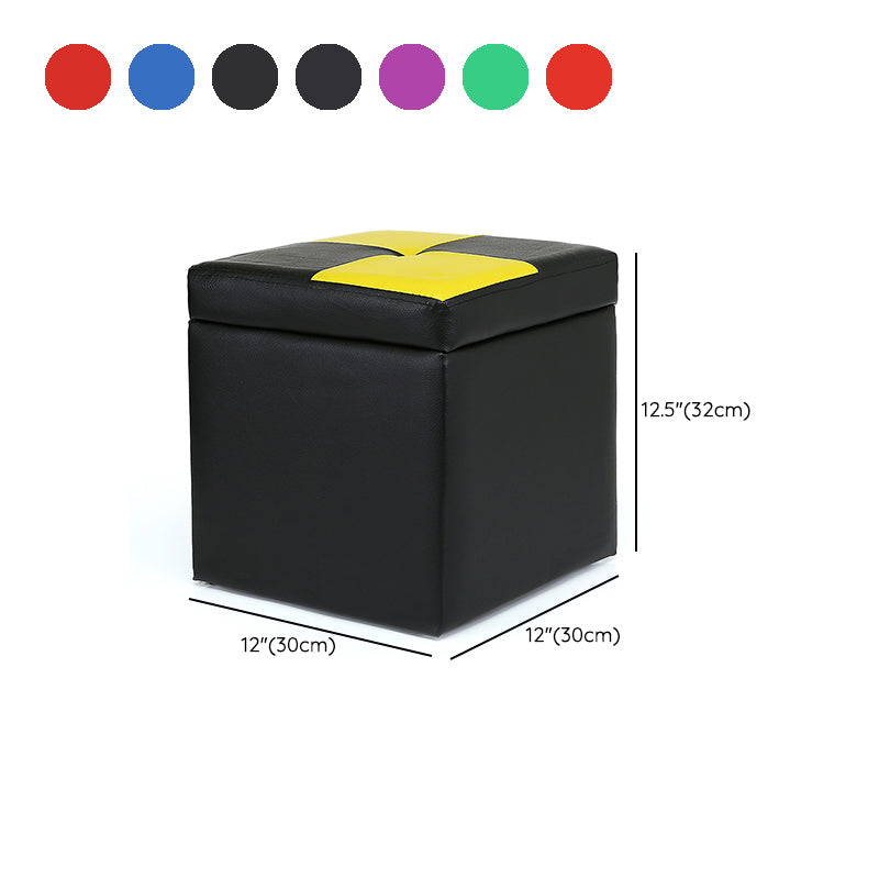 Modern Color Block Square Cube Water Resistant Storage Ottoman