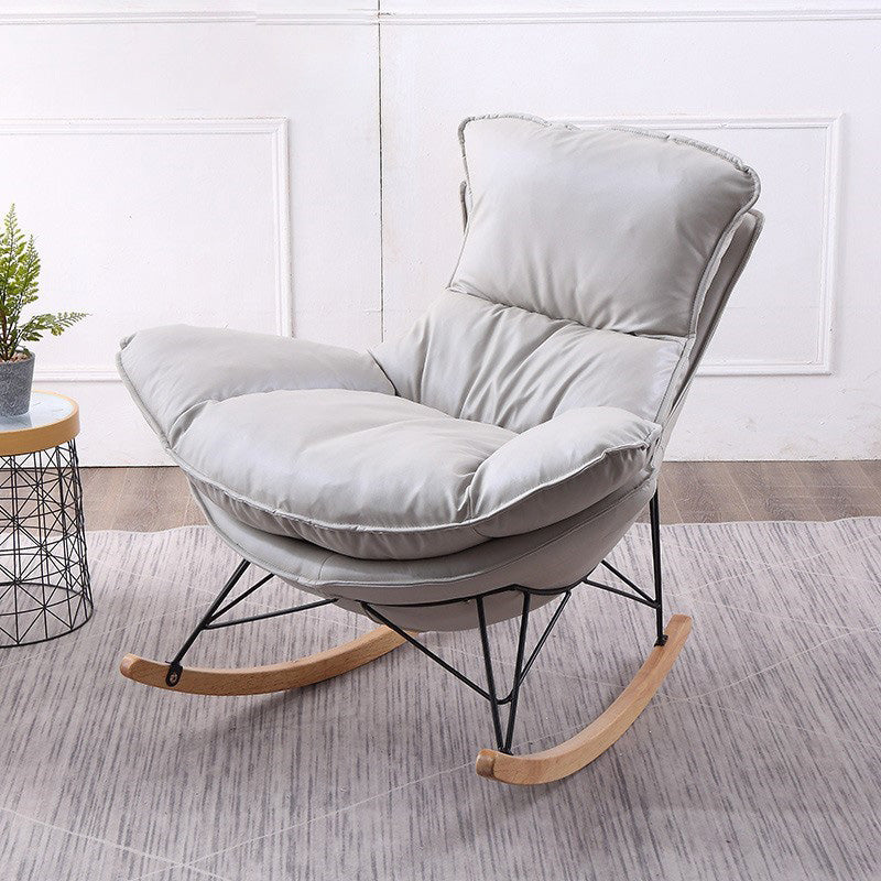 Modern Rocker Chair Metal Frame Dirt Resistant Spindle Rocker Chair with Cushions