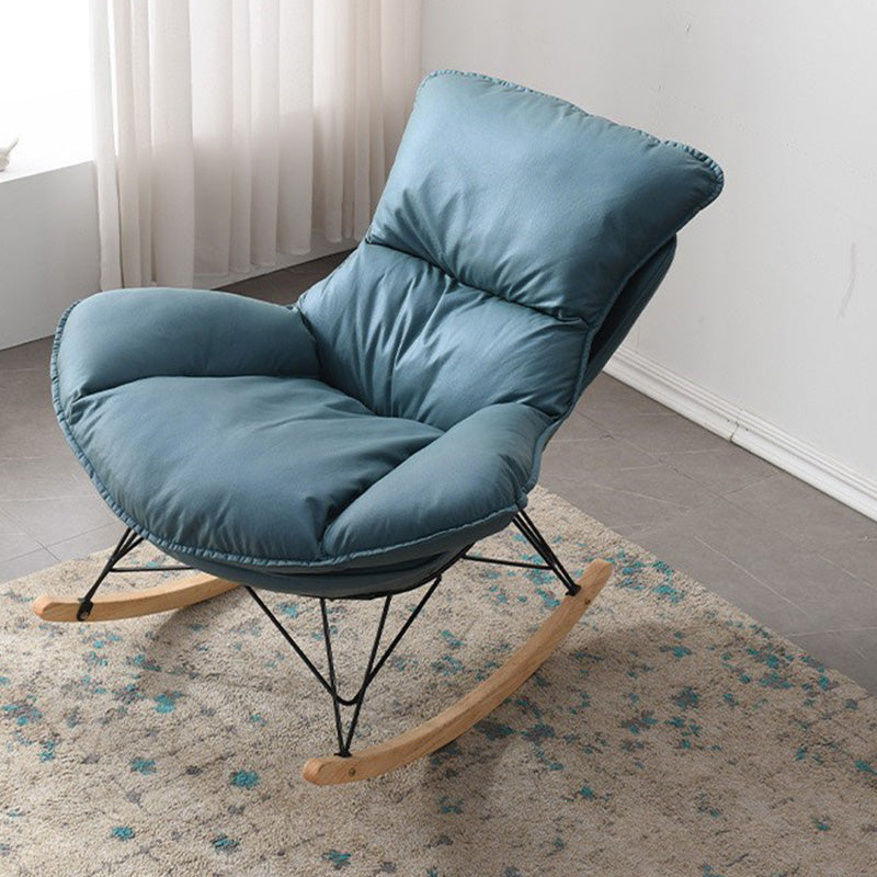 Modern Rocker Chair Metal Frame Dirt Resistant Spindle Rocker Chair with Cushions