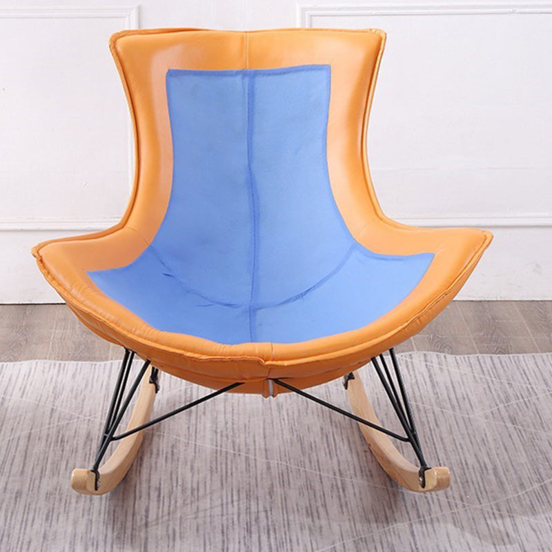 Modern Rocker Chair Metal Frame Dirt Resistant Spindle Rocker Chair with Cushions