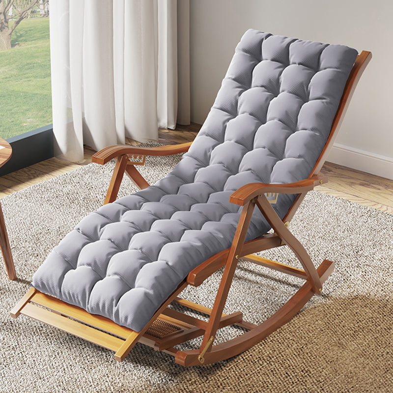 Mid-Century Modern Rocking Chair Bamboo Upholstered Tufted Solid Color Porch Rocking Chair