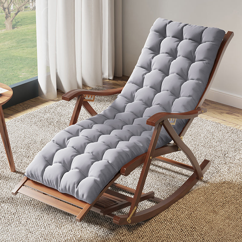Mid-Century Modern Rocking Chair Bamboo Upholstered Tufted Solid Color Porch Rocking Chair