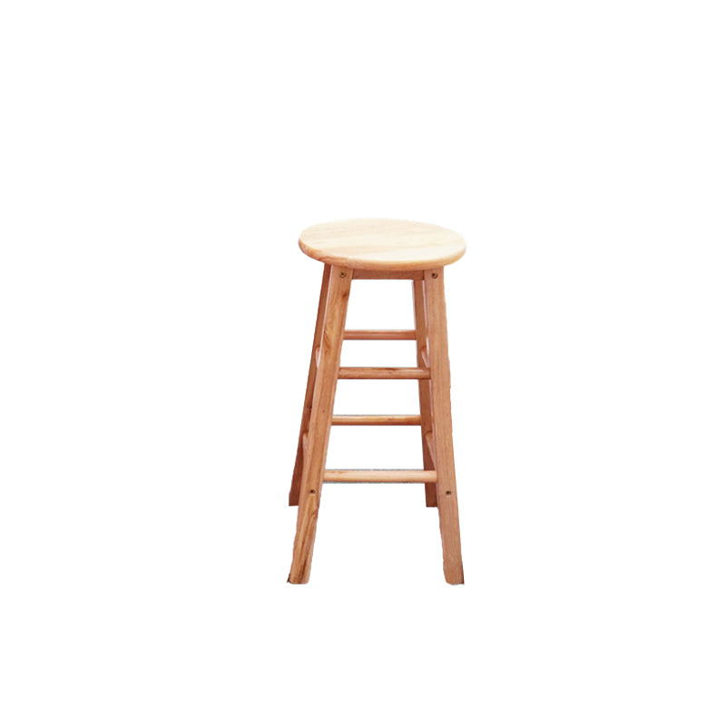 Modern Armless Wooden Counter Stool Oak Wood High Stool with 4 Legs
