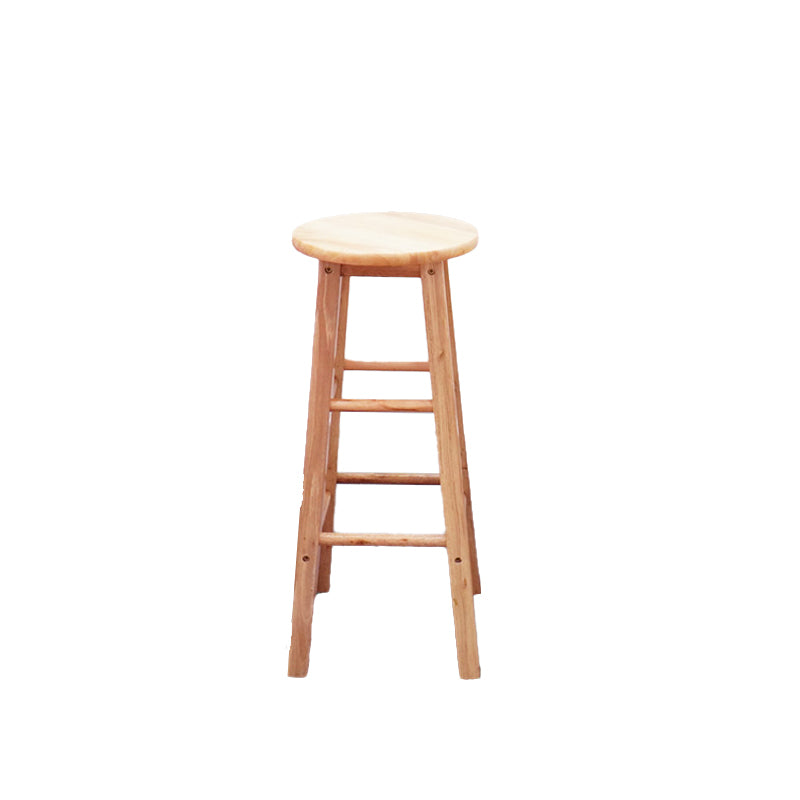 Modern Armless Wooden Counter Stool Oak Wood High Stool with 4 Legs
