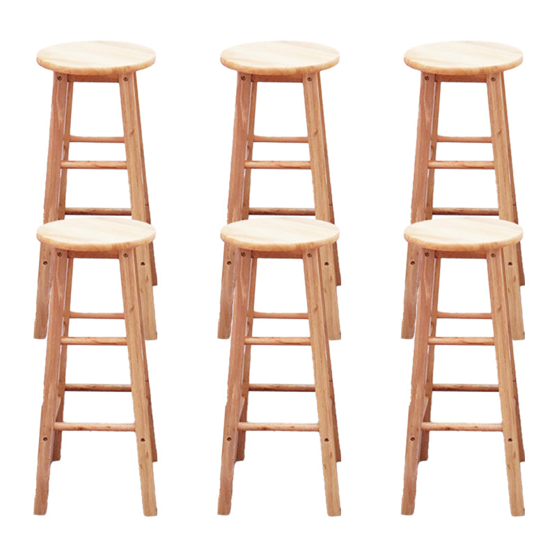 Modern Armless Wooden Counter Stool Oak Wood High Stool with 4 Legs