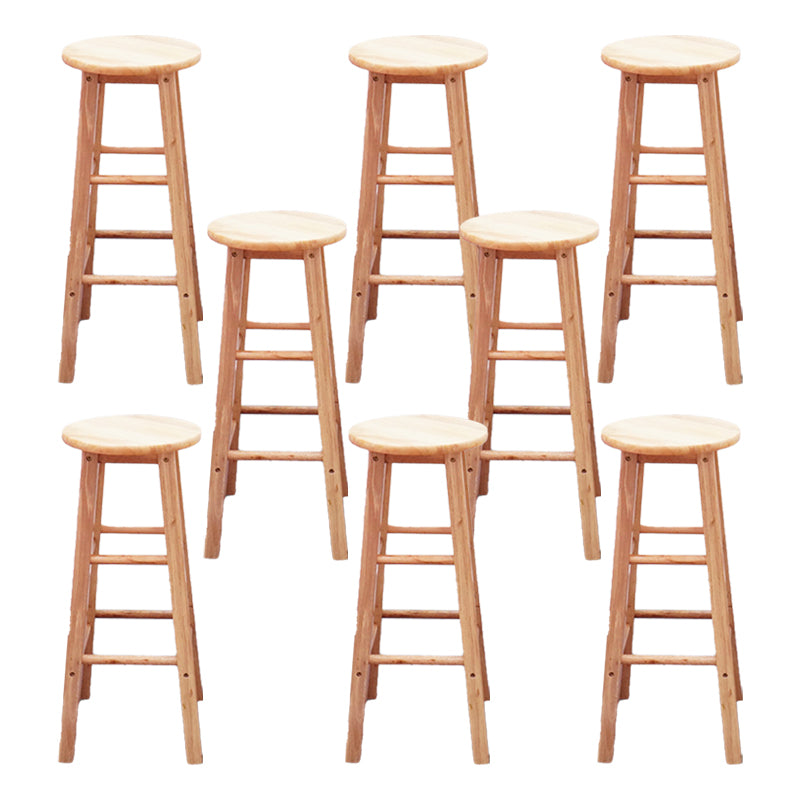 Modern Armless Wooden Counter Stool Oak Wood High Stool with 4 Legs