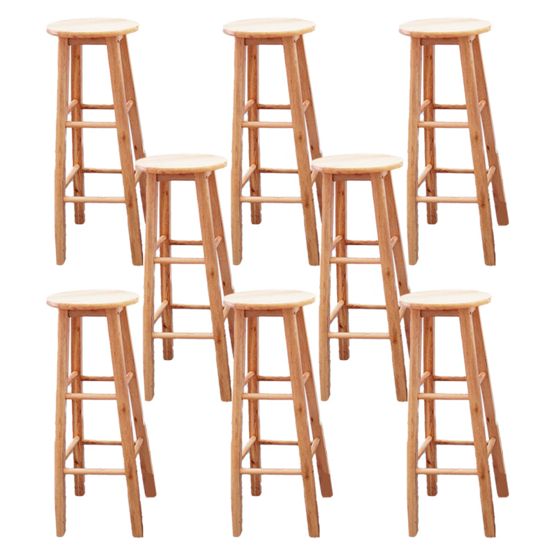 Modern Armless Wooden Counter Stool Oak Wood High Stool with 4 Legs