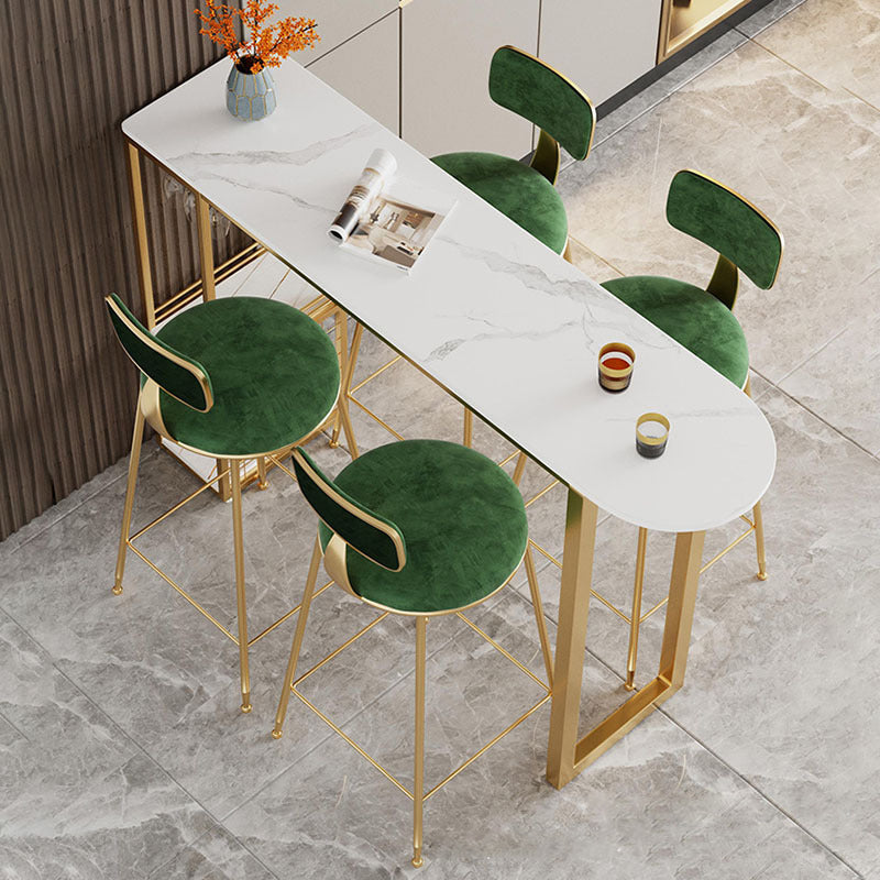 Glam Style Upholstered Counter Stool Armless Bar Stool with Footrest