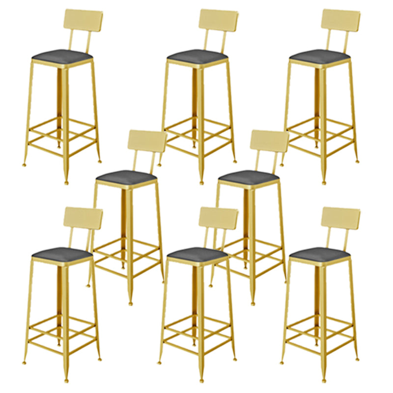 Glam Style Upholstered Counter Stool Armless Bar Stool with Footrest