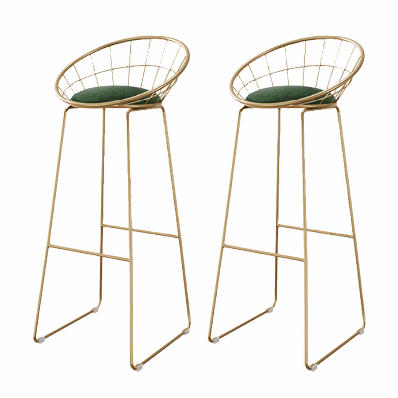 Glam Style Upholstered Counter Stool Armless Bar Stool with Footrest