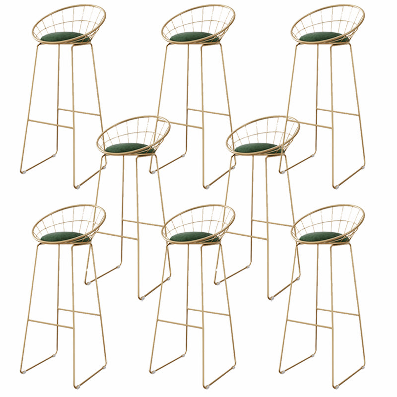 Glam Style Upholstered Counter Stool Armless Bar Stool with Footrest