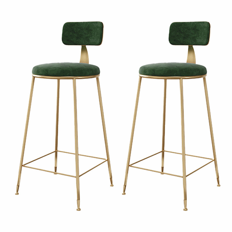 Glam Style Upholstered Counter Stool Armless Bar Stool with Footrest