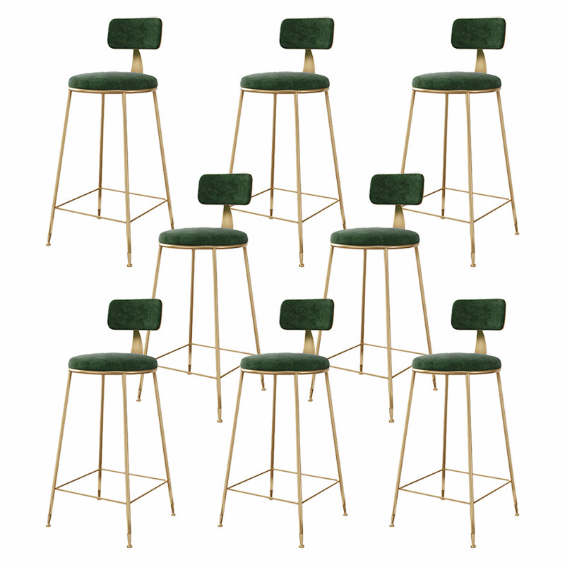 Glam Style Upholstered Counter Stool Armless Bar Stool with Footrest