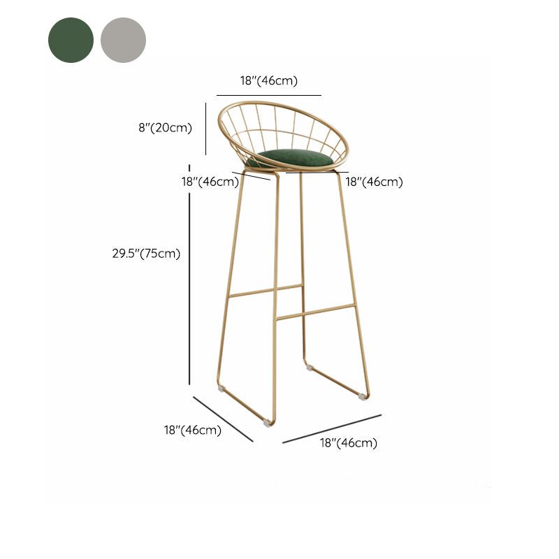 Glam Style Upholstered Counter Stool Armless Bar Stool with Footrest