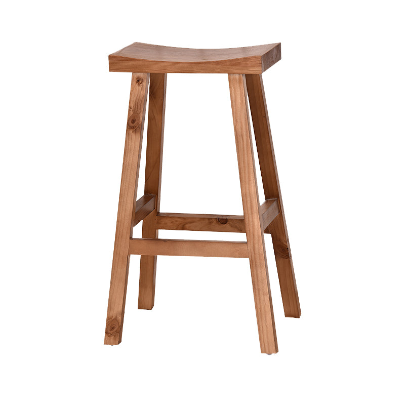 Industrial Backless Solid Wood Counter Stool Wooden Armless High Chair with 4 Legs