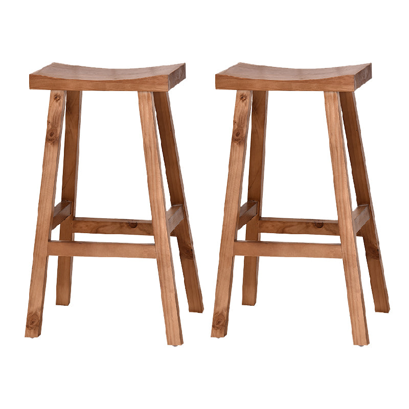 Industrial Backless Solid Wood Counter Stool Wooden Armless High Chair with 4 Legs