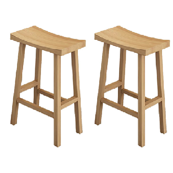 Industrial Backless Solid Wood Counter Stool Wooden Armless High Chair with 4 Legs