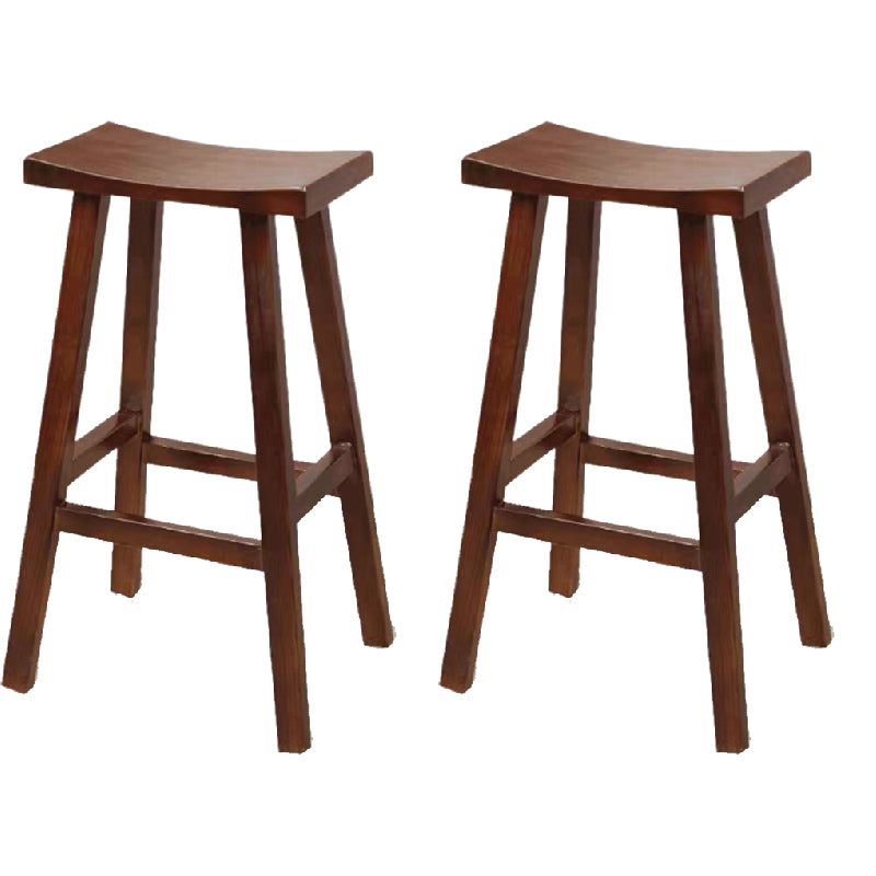 Industrial Backless Solid Wood Counter Stool Wooden Armless High Chair with 4 Legs