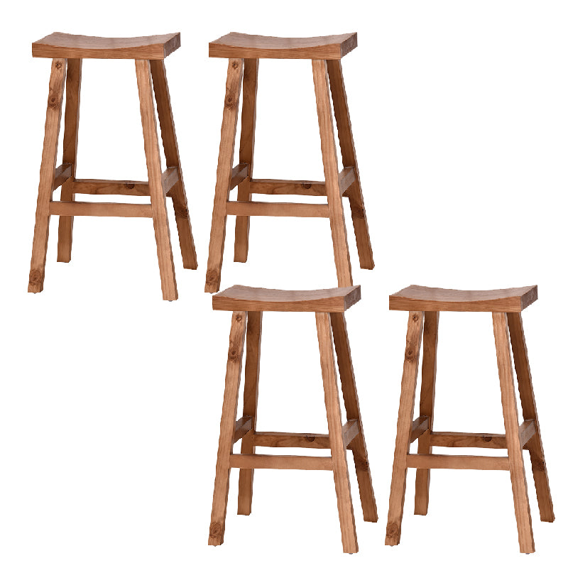 Industrial Backless Solid Wood Counter Stool Wooden Armless High Chair with 4 Legs