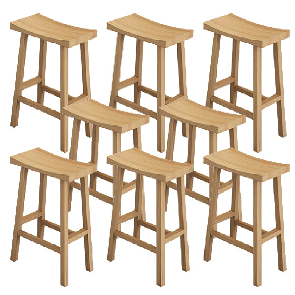 Industrial Backless Solid Wood Counter Stool Wooden Armless High Chair with 4 Legs