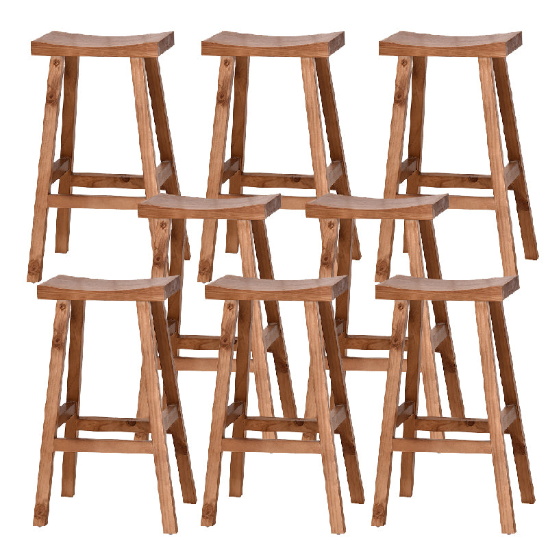 Industrial Backless Solid Wood Counter Stool Wooden Armless High Chair with 4 Legs