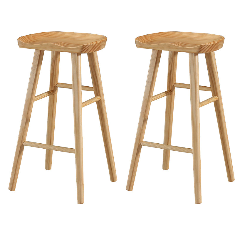 Industrial Wooden Armless High Chair 30" Height Backless Solid Wood Counter Stool