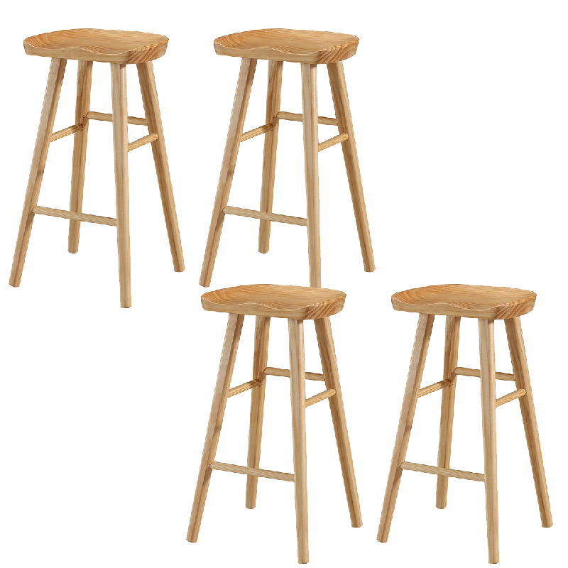 Industrial Wooden Armless High Chair 30" Height Backless Solid Wood Counter Stool
