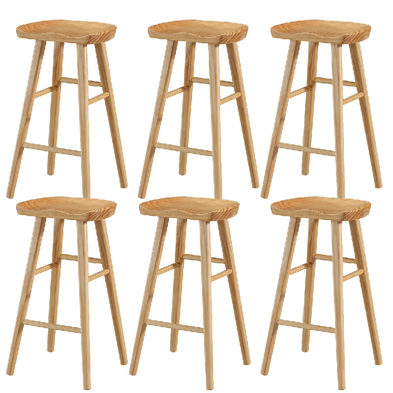 Industrial Wooden Armless High Chair 30" Height Backless Solid Wood Counter Stool