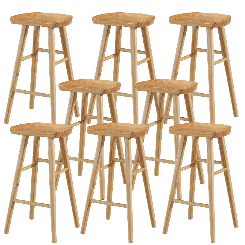 Industrial Wooden Armless High Chair 30" Height Backless Solid Wood Counter Stool