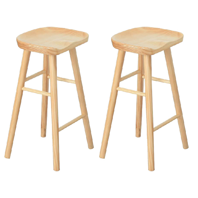 Contemporary Solid Wood Counter Stool Saddle Seat Bar Stool for Living Room