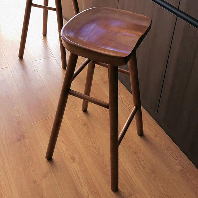 Contemporary Solid Wood Counter Stool Saddle Seat Bar Stool for Living Room
